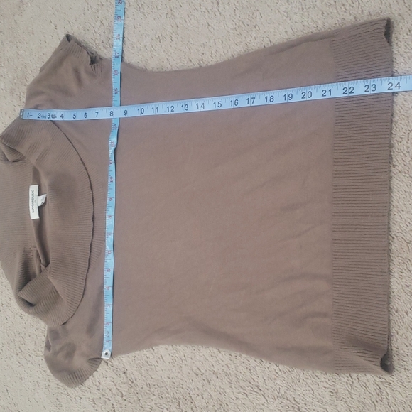 Banana Republic m light brown short sleeve sweater cowlneck ribbed hems - Picture 8 of 8